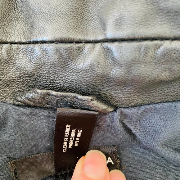 Aqua Lambskin Leather Black Cotton Lined Fitted Blazer Jacket Size Extra Small - Picture 10 of 10